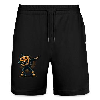 Dabbing Halloween Pumpkin Funny Dabbing Pumpkin - Stanley/Stella Trainer Unisex Organic Jogging Shorts - black - Front - Nik (191cm) & Marisol (170cm)