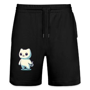 Niedliche Geister Katze Kawaii Geist Haustier - Stanley/Stella Unisex Bio Joggingshorts Trainer  - Schwarz - Vorne - Nik (191cm) & Marisol (170cm)