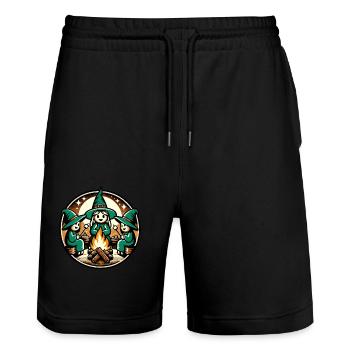 Camping feu de camp Vintage sorcières Design - Short de jogging bio TRAINER Stanley/Stella unisexe - noir - Devant - Nik (191cm) & Marisol (170cm)