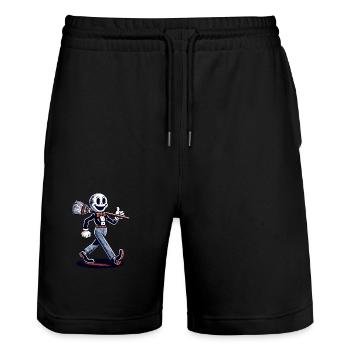 Retro Cartoon Hexenbesen Magisches Vintage Design - Stanley/Stella Unisex Bio Joggingshorts Trainer  - Schwarz - Vorne - Nik (191cm) & Marisol (170cm)