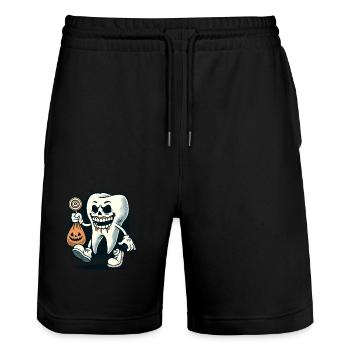 Untoter Zombie Zahn Halloween Kostüm Deko - Stanley/Stella Unisex Bio Joggingshorts Trainer  - Schwarz - Vorne - Nik (191cm) & Marisol (170cm)