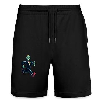 Retro Vintage Stil Halloween Zombie Kostüm Deko - Stanley/Stella Unisex Bio Joggingshorts Trainer  - Schwarz - Vorne - Nik (191cm) & Marisol (170cm)