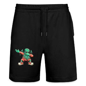 Funny Dabbing Cthulhu Dabbing Design - Stanley/Stella Trainer Unisex Organic Jogging Shorts - black - Front - Nik (191cm) & Marisol (170cm)
