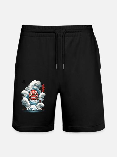Japanese Daruma Aesthetic Yokai Design - Stanley/Stella Trainer Unisex Organic Jogging Shorts - black