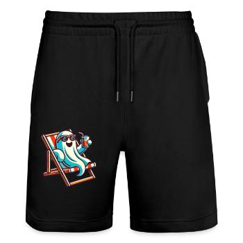 Summer Halloween Spooky Lifestyle - Stanley/Stella Trainer Unisex Organic Jogging Shorts - black - Front - Nik (191cm) & Marisol (170cm)