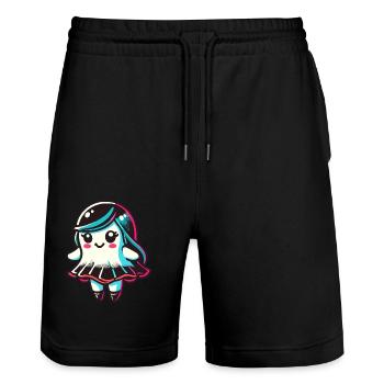 Goth Girl Ghost Cute Halloween Ghost - Stanley/Stella Trainer Unisex Organic Jogging Shorts - black - Front - Nik (191cm) & Marisol (170cm)