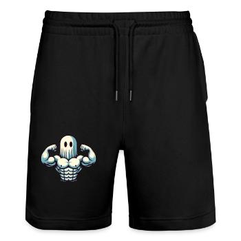 Bodybuilding Ghost Funny Gym Ghost - Stanley/Stella Trainer Unisex Organic Jogging Shorts - black - Front - Nik (191cm) & Marisol (170cm)
