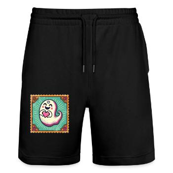 My Halloween Boo Cute Love Ghost - Stanley/Stella Trainer Unisex Organic Jogging Shorts - black - Front - Nik (191cm) & Marisol (170cm)