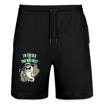 Boo Sheet Geist Lustiges Spruch Design - Stanley/Stella Unisex Bio Joggingshorts Trainer  - Schwarz - Vorne - Nik (191cm) & Marisol (170cm)