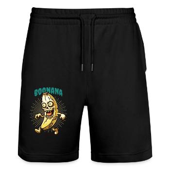 Lustiges Bananen Zombie Boonana Halloween Deko - Stanley/Stella Unisex Bio Joggingshorts Trainer  - Schwarz - Vorne - Nik (191cm) & Marisol (170cm)