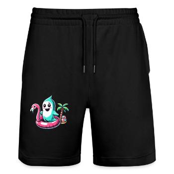 Idée de costume de style de vie effrayant d’Halloween d’été - Short de jogging bio TRAINER Stanley/Stella unisexe - noir - Devant - Nik (191cm) & Marisol (170cm)