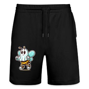 Drôle d’abeille fantôme Abeille fantôme mignonne - Short de jogging bio TRAINER Stanley/Stella unisexe - noir - Devant - Nik (191cm) & Marisol (170cm)