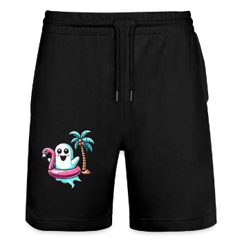 Summer Halloween Retro Vintage Style Funnier - Stanley/Stella Trainer Unisex Organic Jogging Shorts - black - Front - Nik (191cm) & Marisol (170cm)