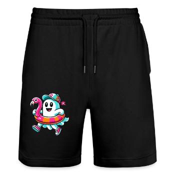 Sommer Halloween Lustiger Lifestyle Retro Vintage - Stanley/Stella Unisex Bio Joggingshorts Trainer  - Schwarz - Vorne - Nik (191cm) & Marisol (170cm)