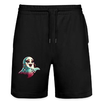 Funny Glamour Ghoul Flashy Halloween - Stanley/Stella Trainer Unisex Organic Jogging Shorts - black - Front - Nik (191cm) & Marisol (170cm)