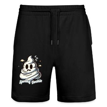 Lustiges Spooky Dookie Kackhaufen Gespenst - Stanley/Stella Unisex Bio Joggingshorts Trainer  - Schwarz - Vorne - Nik (191cm) & Marisol (170cm)