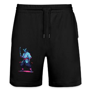 Samouraï Oni Yokai Esthétique Style Vaporwave - Short de jogging bio TRAINER Stanley/Stella unisexe - noir - Devant - Nik (191cm) & Marisol (170cm)