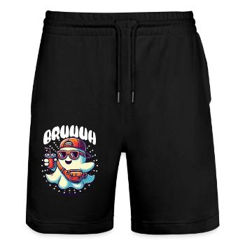 Unheimliches Lustiges Halloween Gespenst - Stanley/Stella Unisex Bio Joggingshorts Trainer  - Schwarz - Vorne - Nik (191cm) & Marisol (170cm)