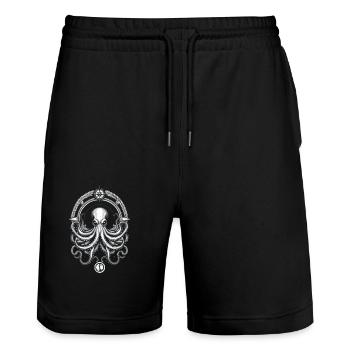 Krake Seeungeheuer Hobby Fischer Seefahrer - Stanley/Stella Unisex Bio Joggingshorts Trainer  - Schwarz - Vorne - Nik (191cm) & Marisol (170cm)