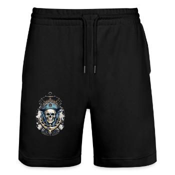 Drapeaux de pirate crâne Jolly Roger costume de pirate - Short de jogging bio TRAINER Stanley/Stella unisexe - noir - Devant - Nik (191cm) & Marisol (170cm)
