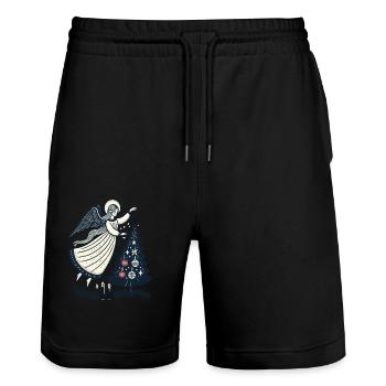 Vintage Angel Christmas Ornaments Aesthetics - Stanley/Stella Trainer Unisex Organic Jogging Shorts - black - Front - Nik (191cm) & Marisol (170cm)