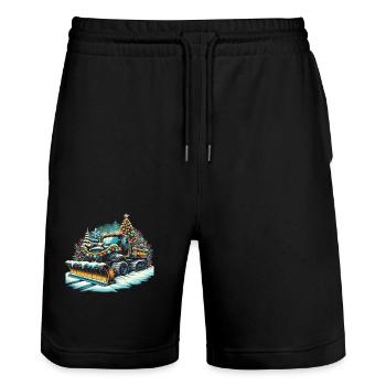 Winter Christmas Snow Removal - Stanley/Stella Trainer Unisex Organic Jogging Shorts - black - Front - Nik (191cm) & Marisol (170cm)