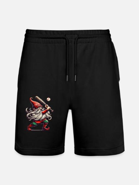 Christmas Baseball Gnome Dwarf Elf - Stanley/Stella Trainer Unisex Organic Jogging Shorts - black