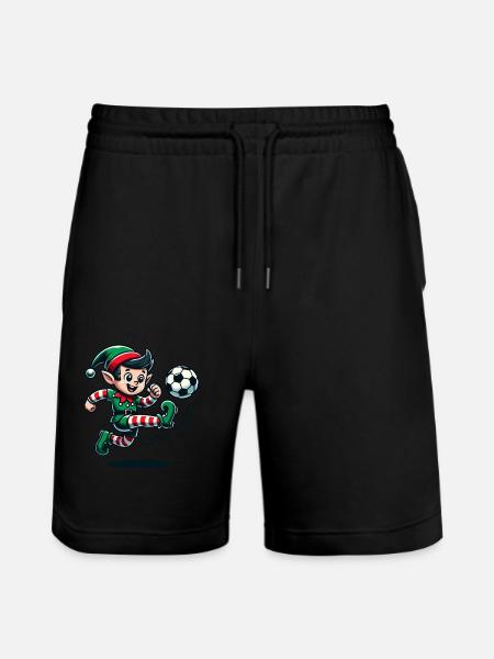 Christmas Elf Soccer Player Fun - Stanley/Stella Trainer Unisex Organic Jogging Shorts - black
