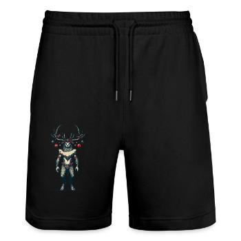 Festlicher Krampus Weihnachtliche Folklore - Stanley/Stella Unisex Bio Joggingshorts Trainer  - Schwarz - Vorne - Nik (191cm) & Marisol (170cm)
