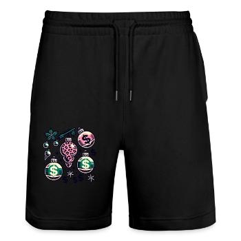 Christmas Money Rain Decor - Stanley/Stella Trainer Unisex Organic Jogging Shorts - black - Front - Nik (191cm) & Marisol (170cm)