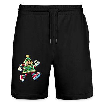 Happy Gingerbread Tree Running - Stanley/Stella Trainer Unisex Organic Jogging Shorts - black - Front - Nik (191cm) & Marisol (170cm)