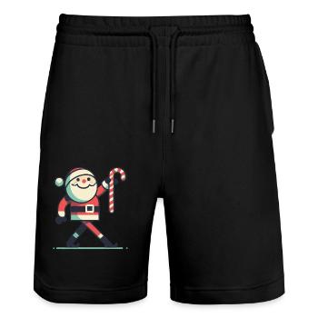 lustiHappy Santa avec canne à sucre - Short de jogging bio TRAINER Stanley/Stella unisexe - noir - Devant - Nik (191cm) & Marisol (170cm)
