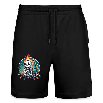 Skeleton with fairy lights fear at Christmas - Stanley/Stella Trainer Unisex Organic Jogging Shorts - black - Front - Nik (191cm) & Marisol (170cm)