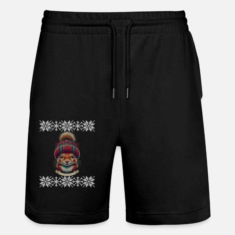 Winter squirrel with cap - Stanley/Stella Trainer Unisex Organic Jogging Shorts - black