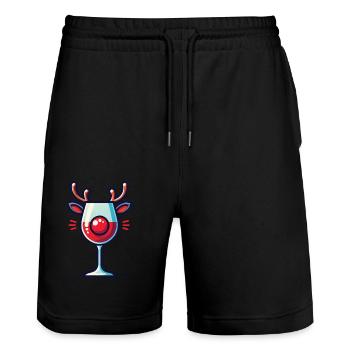 Verre à vin de Noël Renne Design - Short de jogging bio TRAINER Stanley/Stella unisexe - noir - Devant - Nik (191cm) & Marisol (170cm)