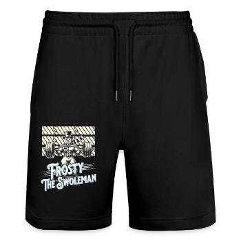Frosty the Swoleman Snowman Winter Fitness - Stanley/Stella Trainer Unisex Organic Jogging Shorts - black - Front - Nik (191cm) & Marisol (170cm)