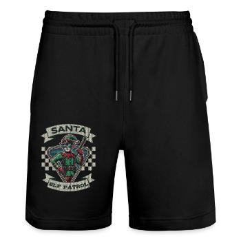Santa Elf Patrol Team an Weihnachten - Stanley/Stella Unisex Bio Joggingshorts Trainer  - Schwarz - Vorne - Nik (191cm) & Marisol (170cm)