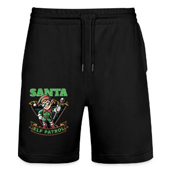 Santa Elf Patrol Weihnachtsabenteuer - Stanley/Stella Unisex Bio Joggingshorts Trainer  - Schwarz - Vorne - Nik (191cm) & Marisol (170cm)