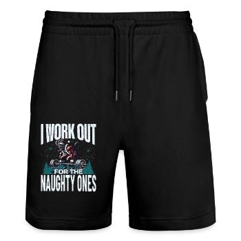 Krampus Trainiert Für Unartige Kids - Stanley/Stella Unisex Bio Joggingshorts Trainer  - Schwarz - Vorne - Nik (191cm) & Marisol (170cm)