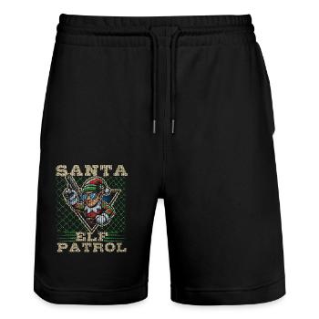 Santa Elf Patrol Weihnachten Spaß - Stanley/Stella Unisex Bio Joggingshorts Trainer  - Schwarz - Vorne - Nik (191cm) & Marisol (170cm)