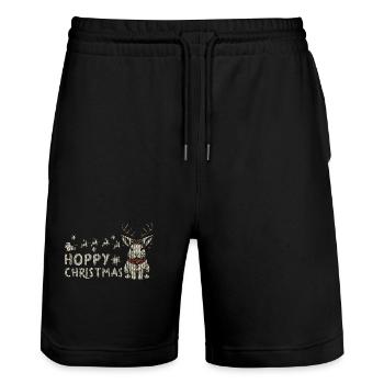 Hoppy Christmas Lustiger Weihnachts-Hase - Stanley/Stella Unisex Bio Joggingshorts Trainer  - Schwarz - Vorne - Nik (191cm) & Marisol (170cm)