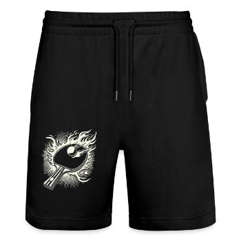 Flaming Table Tennis Racket Table Tennis - Stanley/Stella Trainer Unisex Organic Jogging Shorts - black - Front - Nik (191cm) & Marisol (170cm)