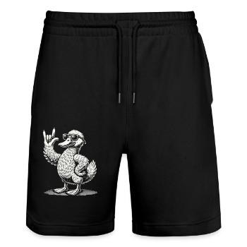 Heavy Metal Ente lustiger Festival Spaß - Stanley/Stella Unisex Bio Joggingshorts Trainer  - Schwarz - Vorne - Nik (191cm) & Marisol (170cm)