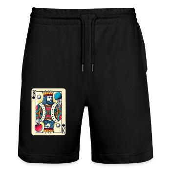 Rétro jouer carte de tennis de table King Design - Short de jogging bio TRAINER Stanley/Stella unisexe - noir - Devant - Nik (191cm) & Marisol (170cm)