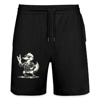 Musique rock Drôle de canard Festival Design - Short de jogging bio TRAINER Stanley/Stella unisexe - noir - Devant - Nik (191cm) & Marisol (170cm)