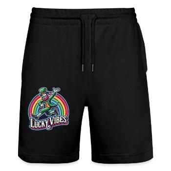 Saint-Patrick Lucky Vibes Arc-en-ciel - Short de jogging bio TRAINER Stanley/Stella unisexe - noir - Devant - Nik (191cm) & Marisol (170cm)