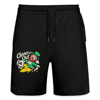 St. Patrick's Day Clover And Out Spaß - Stanley/Stella Unisex Bio Joggingshorts Trainer  - Schwarz - Vorne - Nik (191cm) & Marisol (170cm)