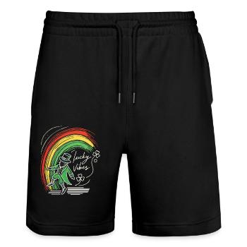 Saint-Patrick Lucky Vibes Arc-en-ciel - Short de jogging bio TRAINER Stanley/Stella unisexe - noir - Devant - Nik (191cm) & Marisol (170cm)