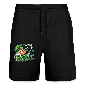 clover and out St. Patrick's Day Spaß - Stanley/Stella Unisex Bio Joggingshorts Trainer  - Schwarz - Vorne - Nik (191cm) & Marisol (170cm)