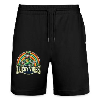 St. Patrick's Day Lucky Vibes Regenbogen - Stanley/Stella Unisex Bio Joggingshorts Trainer  - Schwarz - Vorne - Nik (191cm) & Marisol (170cm)